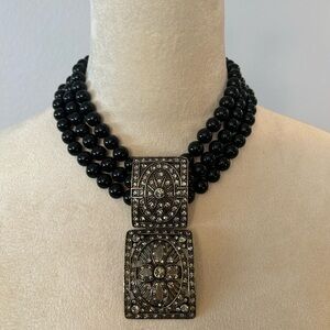 Heidi Daus Black Bead & Crystal Choker